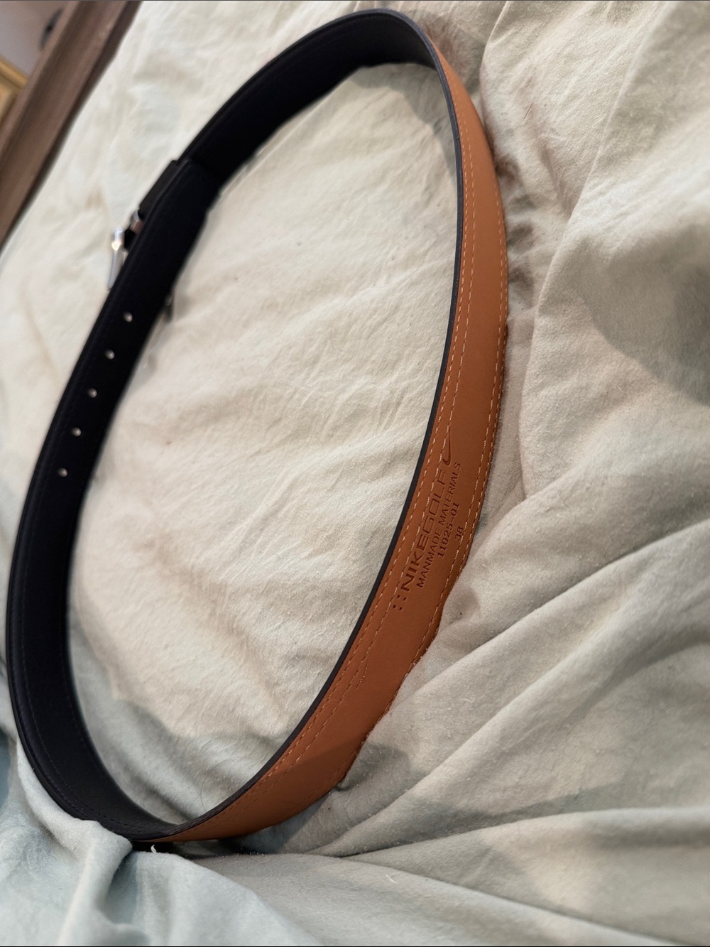 Nike Two-Tone Leather Belt in Black and Tan